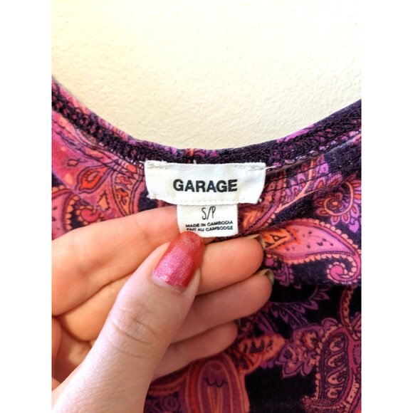 Womens Paisley Pink Crop Top Bodycon Boho Casual School T Shirt Ribbed Sz S - Picture 7 of 8